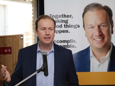 Greater Sudbury mayoral candidate Paul Lefebvre addresses supporters at the launch of his campaign in Val Caron, Ont. on Thursday June 23, 2022. Lefebvre was elected in October's municipal election. John Lappa/Sudbury Star/Postmedia Network
