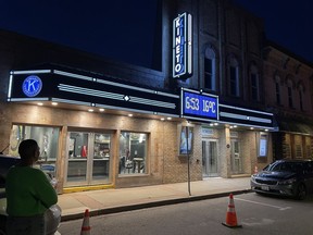 A new marquee was installed at the Kineto Theater in Forest as part of a $1.4-million renovation project that is nearly complete.  Handout