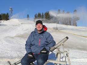 Andrew Lucking, the snow school and events operations manager for Mount Jamieson Resort, is seated on one of the new Ratnik snowmaking guns the resort purchased thanks to some government funding received last year. With snowmaking guns operating day and night, Lucking said, "We're shooting for an opening day of Dec. 17."

RON GRECH/The Daily Press