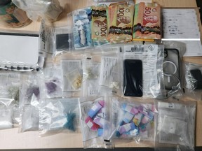 Officers recently seized approximately $58,400 worth of suspected controlled substances, and approximately $6,600 worth of offence related property following a lengthy multi-jurisdictional investigation according to a Grey-Bruce OPP media release. Photo supplied.