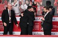 Head coach of Team Canada, Dennis Williams celebrates a victory against Team Czech Republic during overtime in the gold medal round of the 2023 IIHF World Junior Championship at Scotiabank Centre on Jan. 5, 2023 in Halifax. Team Canada defeated Team Czech Republic 3-2 in overtime and become the 2023 IIHF world junior champions.