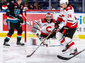 Cougars goalie Ty Young earned his first WHL career shutout Tuesday night against Kelowna.