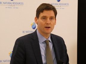 B.C. Premier David Eby at a press conference in Prince George. Eby met with affected PG Canfor employees Tuesday morning to pledge the government's support.