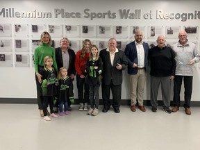 On Friday, Jan. 13, six new names were added to the Wall of Recognition at Millennium Place — Jimmy Quinlan, Lorrie Horne, Colin Bonneau, Ryan King, Tom Wilkinson, and Cam Ward. Lindsay Morey/News Staff