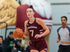 Sherwood Park’s Mackenzie Farmer recently reached 1,000 career Canada West points — the first MacEwan Griffin to accomplish the feat. Photo courtesy Robert Antoniuk
