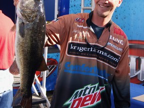 Jeff Gustafson with a nice bass from Lake Okeechobee, Florida at his first professional event back in 2012.