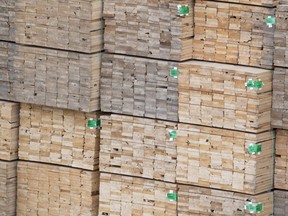 Canfor Corp. is extending sawmill curtailments in B.C. due to what it says are ongoing weak market conditions and a lack of available economic fibre. Softwood lumber is pictured in Richmond, B.C., Tuesday, April 25, 2017.