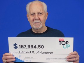 Hanover Instant Top Up lottery winner Herbert Girodat at the OLG Prize Centre in Toronto. (OLG photo)