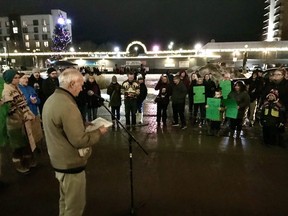 Peter Ewart, of the Stand Up For The North, addressing the rally.