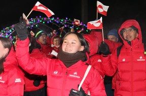 Team Greenland enters Shell Place for the opening ceremonies of the Arctic Winter Games on Sunday, January 29, 2023. Vincent McDermott/Fort McMurray Today/Postmedia Network