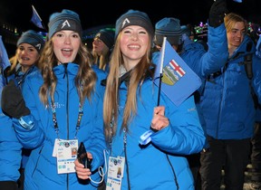 Team Alberta enters Shell Place for the opening ceremonies of the Arctic Winter Games on Sunday, January 29, 2023. Vincent McDermott/Fort McMurray Today/Postmedia Network