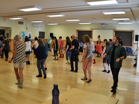 Irish choreographer Gary O'Reilly teaches line dancing participants at a Kelowna workshop last September.