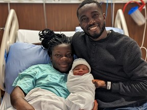 Adeoye and Maureen Adedeji with their son, Ellis, Brantford's New Year's baby (submitted photo)