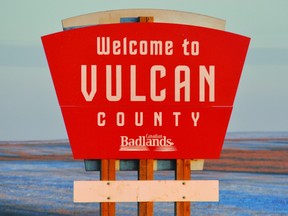 Vulcan County-welcome sign