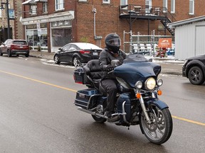 John Bustard of St. Thomas, Ontario was one of a handful of bikers to ride a motorcycle to Port Dover, Ontario on Friday January 13, 2023 for the traditional Friday the 13th Gathering.  Brian Thompson/Brantford Expositor/Postmedia Network