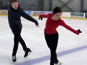 Brantford's Lance Vipond works with skater Madeline Schizas prior to the 2023 Canadian Tire National Skating Championships. Submitted