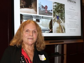 Cheryl Forchuk, assistant scientific director at Lawson Health Research Institute, led a forum at the Sanderson Centre on Wednesday to provide details about the Homelessness Counts research project. Michelle Ruby