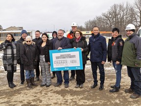 Representatives from Habitat for Humanity Heartland Ontario and Habitat for Humanity Hamilton were joined by Six Nations officials on Tuesday January 24, 2023 at the site of Onondaga 1, a five-unit townhouse build underway on Harold Road in Ohsweken.