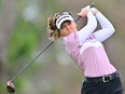 Brooke Henderson tees off during the third round of the Hilton Grand Vacations Tournament of Champions in Orlando, Florida on Saturday, Jan. 21.
Julio Aguilar/Getty Images