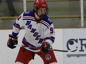 Vincent Busseau scored a hat trick for first-place South Grenville in the Jr. C Rangers' win at home against Gatineau on Saturday, Jan. 28.
Tim Ruhnke/file photo/The Recorder and Times