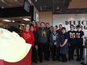 Staff at the new McDonald's in Tilbury gather for a photo Jan.  16, 2023. The restaurant opened at the end of December.  (Tom Morrison/Chatham This Week)