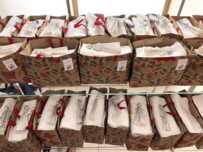 Here are some of the 425 gift bags that were prepared and delivered to seniors during a winter storm on Christmas eve by FreeHelpCK volunteers.  PHOTO handout