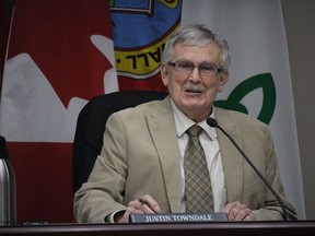 Acting mayor for January, Coun. Syd Gardiner, in Justin Towndale's seat on Monday night. Photo on Monday, January 23, 2023, in Cornwall, Ont. Todd Hambleton/Cornwall Standard-Freeholder/Postmedia Network
