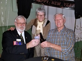 Royal Canadian Legion Branch 297 president Marvin Plumadore, left, with Annette Fortier and John Dawson and the President's New Year's Levee on Sunday January 1, 2023 in Cornwall, Ont. Greg Peerenboom/Special to the Cornwall Standard-Freeholder/Postmedia Network