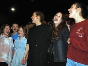 Cast members of the Seaway Valley Theatre Company's production of The Sound of Music, from left: Whisper Willis, Jason DuBray, Charlie Willis, Stephanie Charette, Pillar Willis and Ella Bruneau, during a rehearsal on Sunday January 29, 2023 in Cornwall, Ont. Not visible are Emma St. Louis and Rowan Wilson. Greg Peerenboom/Special to the Cornwall Standard-Freeholder/Postmedia Network
