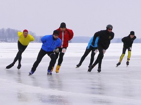 Skaters circle the 1-kilometre oval on Big Rideau Lake as part of Skate the Lake in Portland, Ont. 
Submitted photo by John Truyens