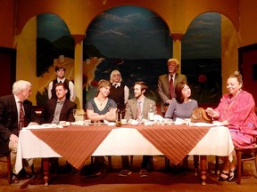 A scene from Time of My Life, playing Jan. 19 to Feb. 4 at the Domino Theatre. Actors are, standing, 
Will Godkin-Scott, Lisa Murphy and John Geddes, and seated, Jim Ross, Tom Abram, Kay Vukelic, Dylan Chenier, Susan Cooper and April DiRinaldo.