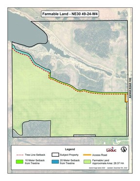The 70.1 acre plot of farmable land located southeast of Telford Lake. (City of Leduc)