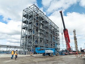 Construction of Origin Materials manufacturing facility in Sarnia is shown in this photo provided by the company. Construction is expected to be completed in January.