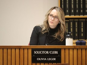 Olivia Leger was introduced to Lambton County council Wednesday as the county's new solicitor and clerk.