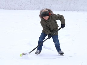 Matthieu Lagace, 9, works on his skating and stick handling skills at the Riverdale rink in Sudbury, Ont. on Wednesday January 11, 2023. John Lappa/Sudbury Star/Postmedia Network