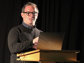 Canada Nickel Company chair and CEO Mark Selby is seen here making a presentation during the 2022 Canadian Mining Expo held at the McIntyre Arena in Timmins in June 2022.

ANDREW AUTIO/The Daily Press