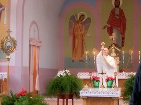 Rev.  Lyubomyr Levytskyy conducts mass at Sacred Heart Ukrainian Catholic Church in Waterford on Saturday (Jan. 7 on the Julian calendar).
