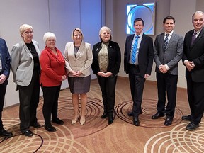 Owen Sound and Georgian Bluffs dignitaries meet with Ontario's Minister of Health to discuss physician recruitment support at ROMA in Toronto. Photo supplied. 

From left to right: Isaac Shouldice, Georgian Bluffs Councillor; Cynthia Fletcher, Georgian Bluffs CAO; Sue Carleton, Georgian Bluffs Mayor; Hon. Sylvia Jones, Ontario Deputy Premier and Minister of Health; Dawn Gallagher Murphy, Parliamentary Assistant to the Minister of Health; Ian Boddy, Owen Sound
Mayor; Scott Greig, Owen Sound Deputy Mayor; Rick Byers, MPP for Bruce-Grey-Owen Sound.