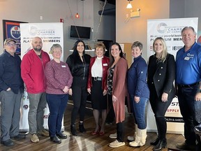 The new Whitecourt and District Chamber of Commerce board includes (l-r) Ray Hilts, Travis Golby, Paula Miller, Terriann Masse, Louise Meier, Debbie Davio, Karen Hamelin, Brieanne MacLeod and Mark Dickin. Not pictured are Rachel Bachman and Julie Sawyer.