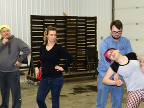 Pumpjack Players (l-r) Steve Anderson, Lisa Rumball, Braeden Mattson and Elliot Daye rehearsed Clue on Stage.