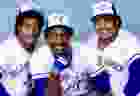 Former Toronto Blue Jays' star Jesse Barfield, right, will be inducted into the Canadian Baseball Hall of Fame in June.  Barfield formed one-third of an iconic outfield trio in the 1980s with George Bell, left, and Lloyd Moseby. Both were previous Hall of Fame inductees. 