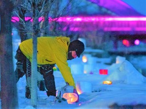 Belleville artist Jeff Wildgen has created a snow-lantern display venue along the eastern shore of the Moira River in Downtown Belleville to light up dark winter nights. The public is invited to participate Saturday evening, weather pending, by placing candles in the area along the Riverfront Trail. QAC/ETHAN CAIRNS