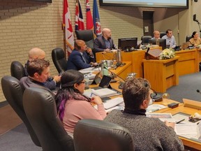 The Chatham-Kent Budget Committee is shown in the Council Chambers on the third and final night of Wednesday's deliberations.  (Trevor Terfloth/The Daily News)