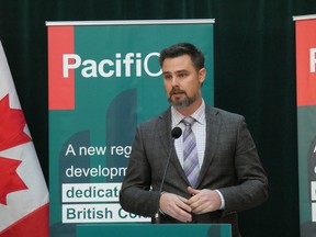 Northern Development Initiative Trust CEO Joel McKay as seen at a press conference at UNBC in November of 2022.