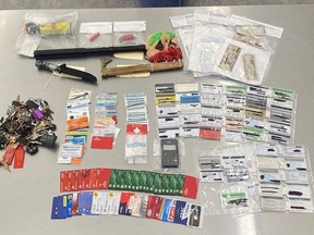 On Wed, Feb. 1, Parkland RCMP seized a number of weapons, drugs, fraudulent cards, and stolen IDs from 22-year-old Keegan Patrick Dunn Power in Spruce Grove. Photo provided.