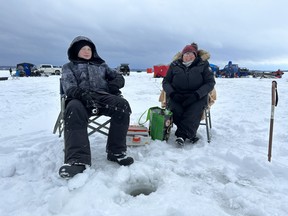 Ice fishing on Callander Bay for a good cause