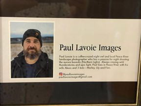 The restaurant’s Artist in Residence program currently features artwork by Paul Lavoie, known for his northern lights photography and scenery of the peace region.