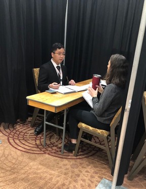 St. Michael Catholic secondary school Grade 12 student Marc Paul Campantero competes at the DECA provincial business competition in Toronto Feb. 12-14 where he would ultimately finish in the top three in his chosen competition category, accounting applications. (Submitted photo)