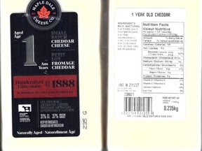The Canadian Food Inspection Agency has recalled one-year-old cheddar produced by Maple Dale Cheese Company in Plainfield due to possible contamination. CIFA