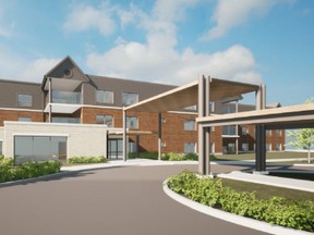 This rendering shows the proposed front entrance of the new Southampton Care Centre – a 180-bed long-term care facility with plans for 85 apartments for seniors to be built adjacent to the current facility on Grey St. South. – Town of Saugeen Shores